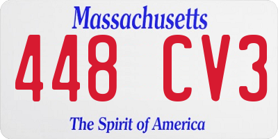 MA license plate 448CV3