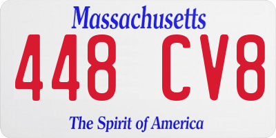 MA license plate 448CV8