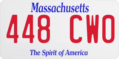 MA license plate 448CW0