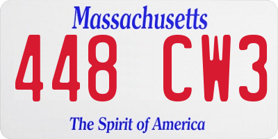 MA license plate 448CW3