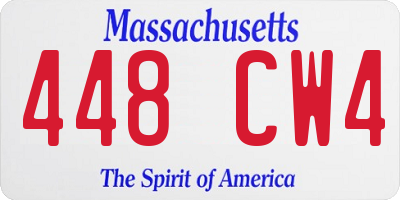 MA license plate 448CW4