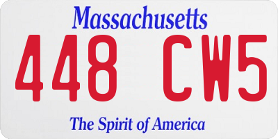 MA license plate 448CW5