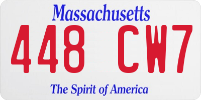 MA license plate 448CW7