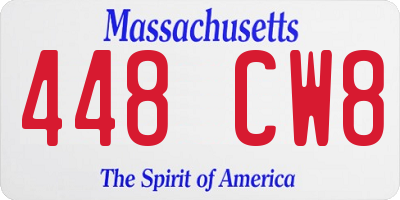 MA license plate 448CW8