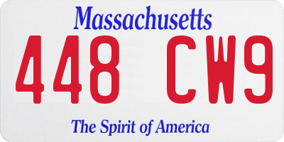 MA license plate 448CW9
