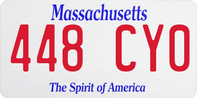 MA license plate 448CY0