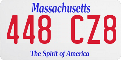MA license plate 448CZ8