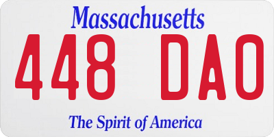 MA license plate 448DA0