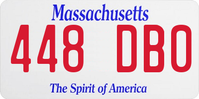MA license plate 448DB0