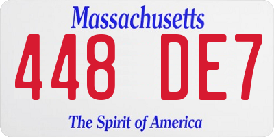 MA license plate 448DE7