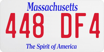 MA license plate 448DF4