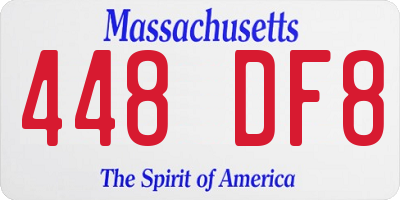 MA license plate 448DF8