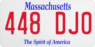 MA license plate 448DJ0