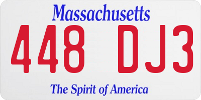 MA license plate 448DJ3