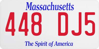 MA license plate 448DJ5