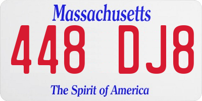 MA license plate 448DJ8