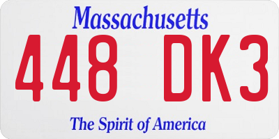 MA license plate 448DK3
