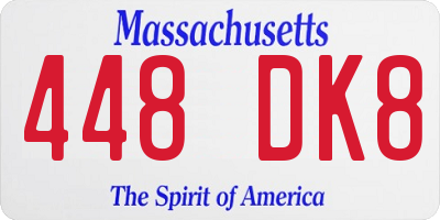 MA license plate 448DK8