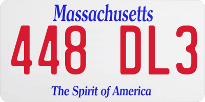 MA license plate 448DL3