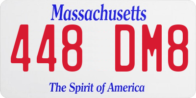 MA license plate 448DM8