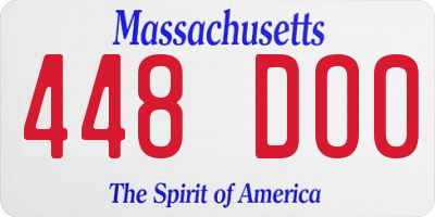 MA license plate 448DO0
