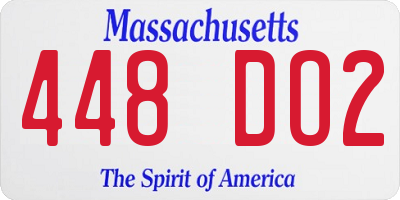 MA license plate 448DO2