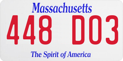MA license plate 448DO3