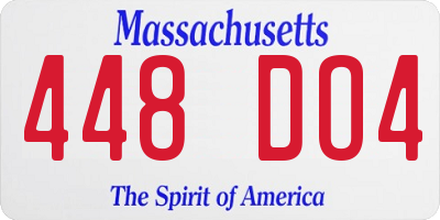 MA license plate 448DO4