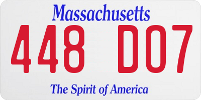 MA license plate 448DO7
