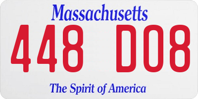 MA license plate 448DO8