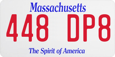 MA license plate 448DP8