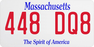 MA license plate 448DQ8