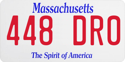MA license plate 448DR0