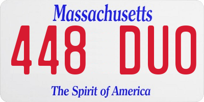 MA license plate 448DU0