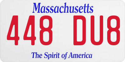 MA license plate 448DU8