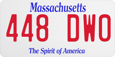 MA license plate 448DW0