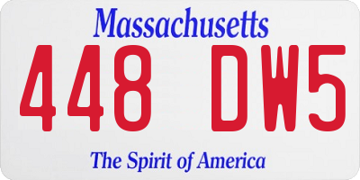 MA license plate 448DW5