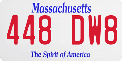 MA license plate 448DW8