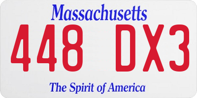 MA license plate 448DX3
