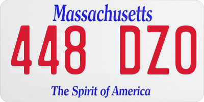 MA license plate 448DZ0