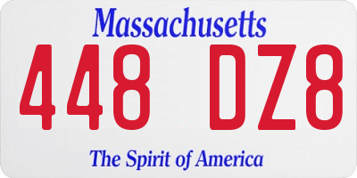 MA license plate 448DZ8