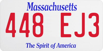 MA license plate 448EJ3