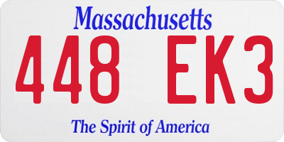 MA license plate 448EK3