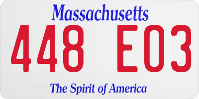 MA license plate 448EO3
