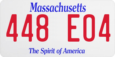 MA license plate 448EO4