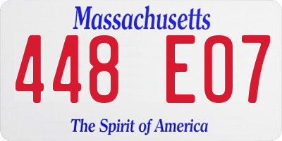 MA license plate 448EO7
