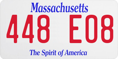 MA license plate 448EO8
