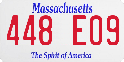 MA license plate 448EO9