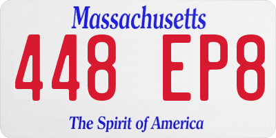 MA license plate 448EP8