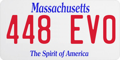 MA license plate 448EV0